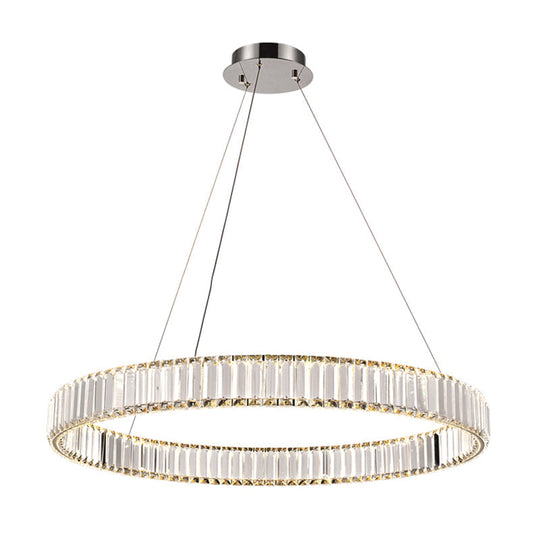 Modern Led Circle Chandelier Pendant Light For Living Room Silver / 1 Tier 15.5’