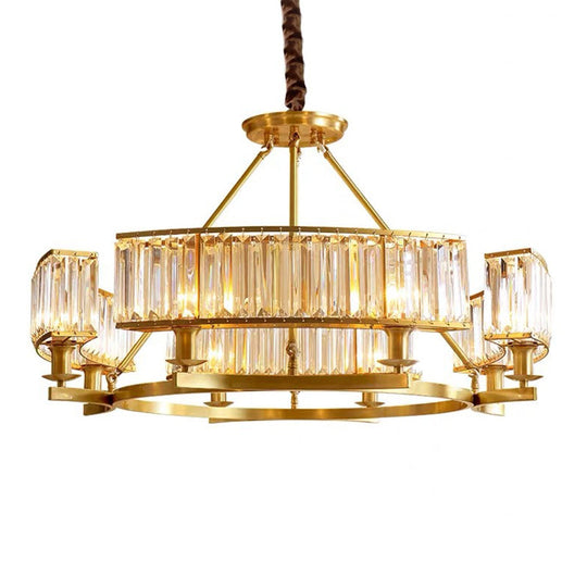 Modern Crystal Chandelier Pendant Light For Living Rooms - Circular Design Tri-Prism Simplicity