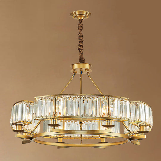 Modern Crystal Chandelier Pendant Light For Living Rooms - Circular Design Tri-Prism Simplicity