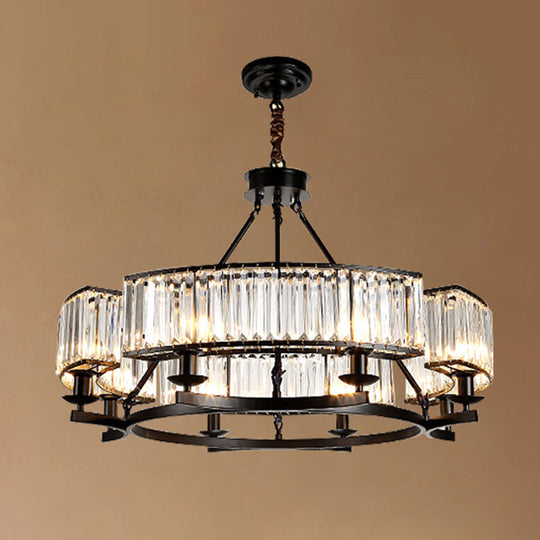Modern Crystal Chandelier Pendant Light For Living Rooms - Circular Design Tri-Prism Simplicity