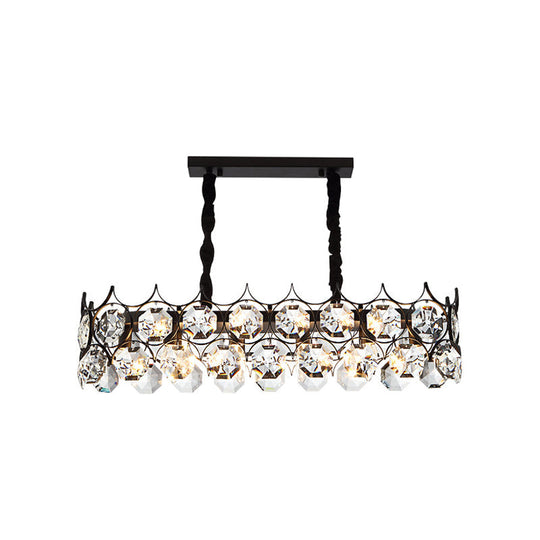 Modern Black Geometric Crystal Chandelier Pendant Light For Living Room / Small Rectangle