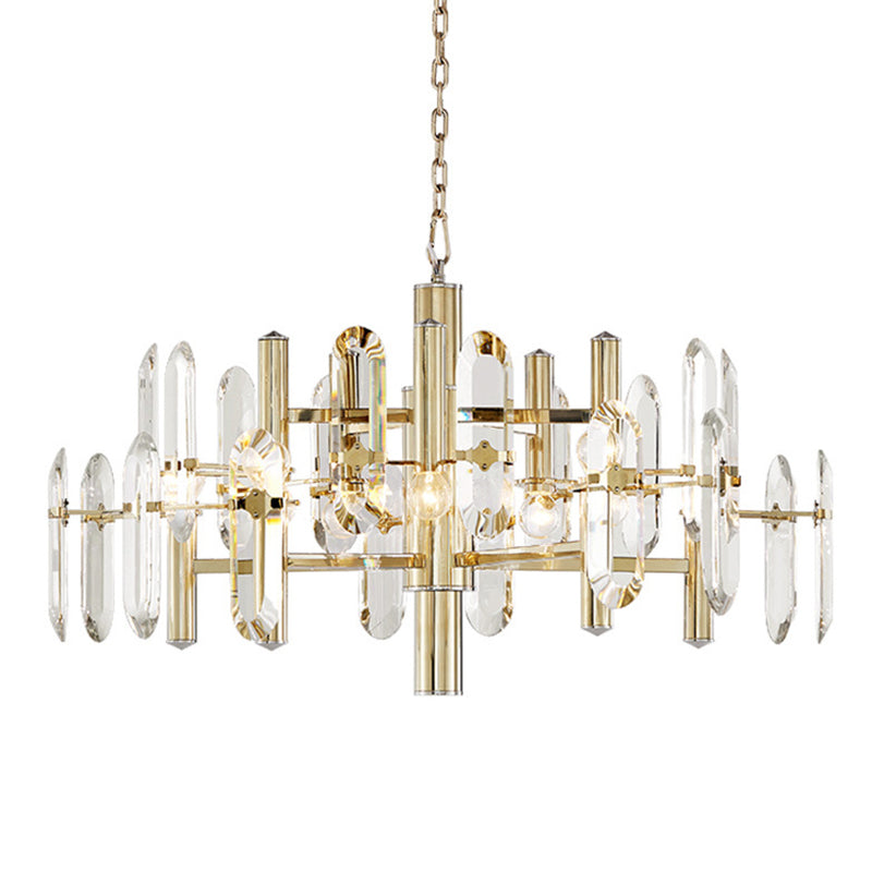 Gold Sputnik Suspension Chandelier With Artistic Clear K9 Crystal - Perfect For Living Room