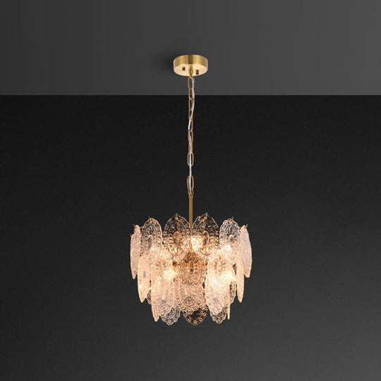 Postmodern Gold Crystal Ceiling Chandelier For Living Room - Elegant Tiered Carved Design 10 /
