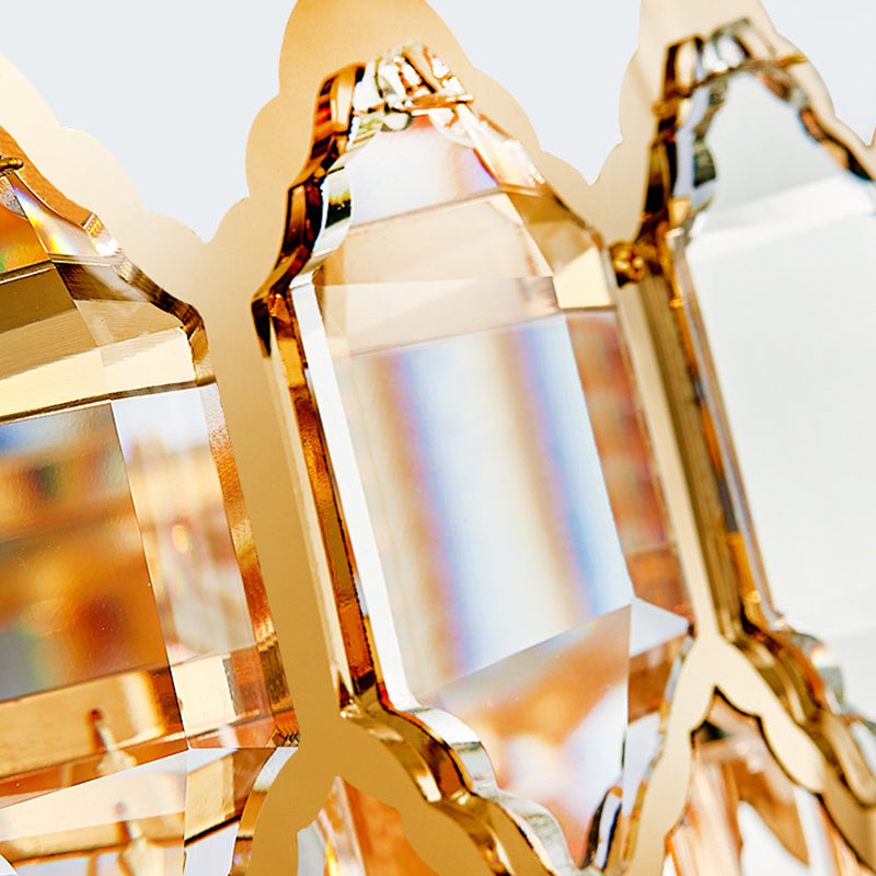 Artistic Prismatic Crystal Gold Pendant Light For Living Room - Tiered Round Suspension