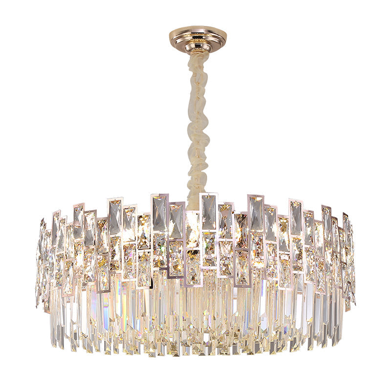 Gold Crystal Pendant Chandelier - Modern & Layered Hanging Light For Dining Room