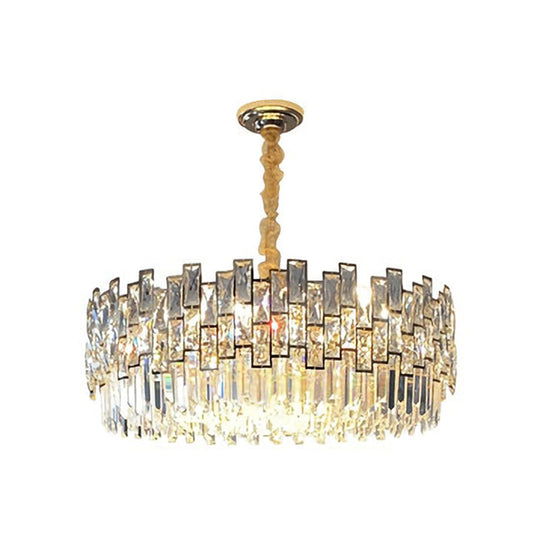 Gold Crystal Pendant Chandelier - Modern & Layered Hanging Light For Dining Room