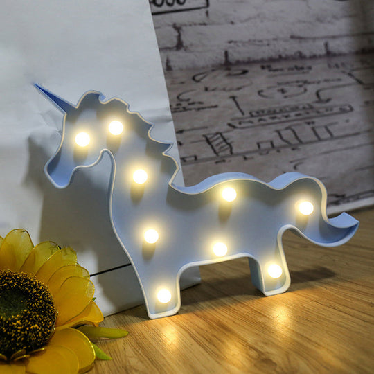 Cartoon Led Table Light: Plastic Battery-Powered Lamp For Bedroom Blue / Battery