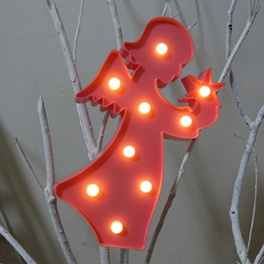 Cartoon Led Table Light: Plastic Battery-Powered Lamp For Bedroom Pink / Battery