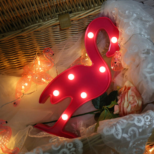 Cartoon Led Table Light: Plastic Battery-Powered Lamp For Bedroom Red / Battery