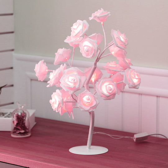 Led Tree-Shaped Bedroom Nightstand Lamp - Decorative Usb Table Lighting Pink / Rechargeable