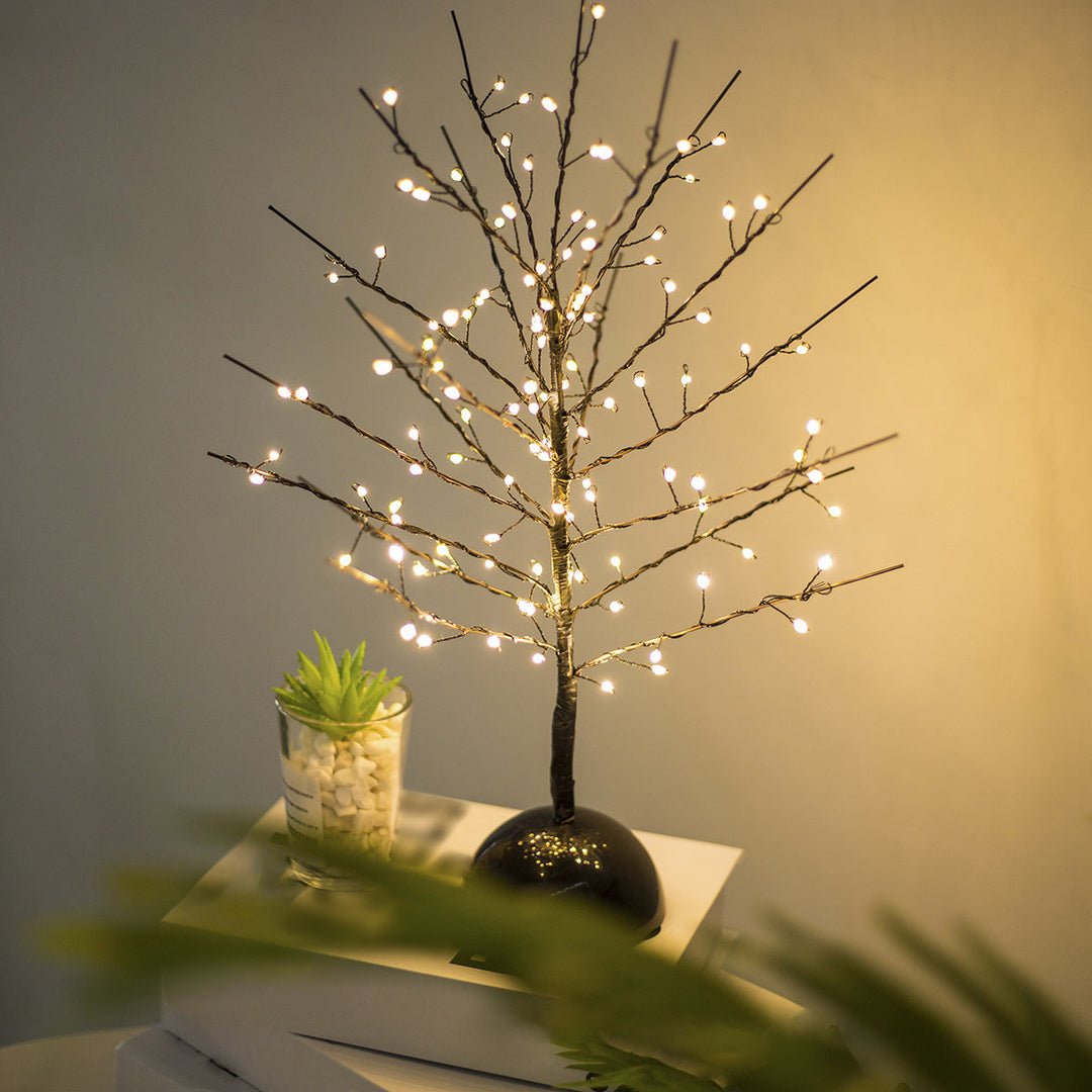 Modern Battery Table Lamp - Tree Shaped Metallic Led Standing Light In Black For Living Room /