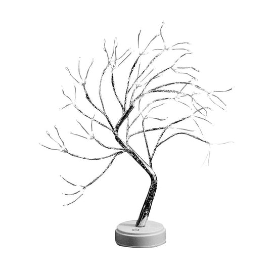 Led Tree Branch Nightstand Lamp For Girls Bedroom - Decorative Plastic Table Light