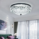 Modern Black Cut-Crystal Flush Mount Lamp For Bedroom Ceiling Lighting