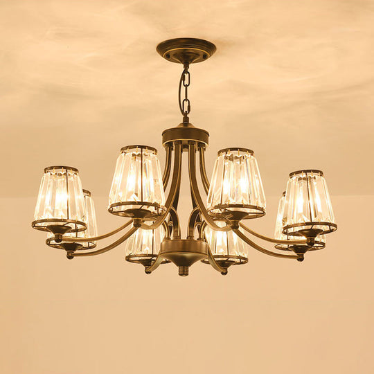 Traditional Style Crystal Prism Hanging Chandelier - Conical Pendant Lighting Fixture