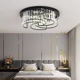 Modern Black Windmill Ceiling Fixture With Prismatic Crystal Led Flush Mount Lighting