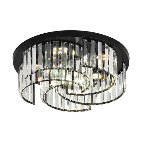 Modern Black Windmill Ceiling Fixture With Prismatic Crystal Led Flush Mount Lighting