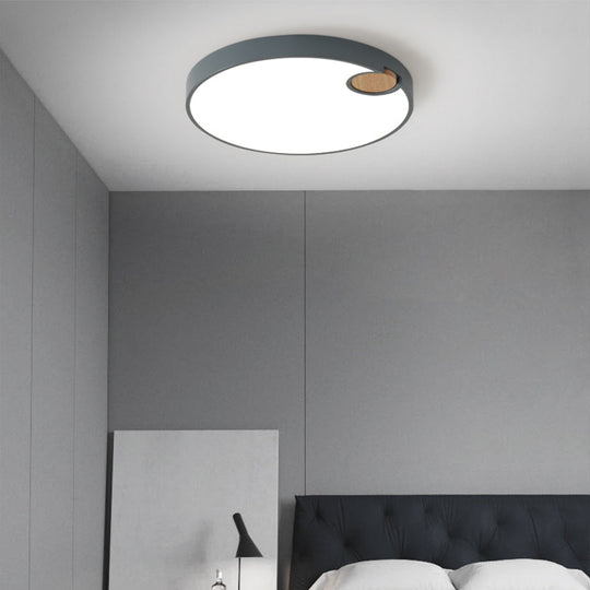Nordic Acrylic Grey Led Flush Mount Lamp With White/Warm/Natural Light For Bedroom - Available In