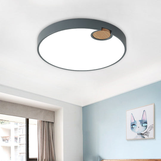 Nordic Acrylic Grey Led Flush Mount Lamp With White/Warm/Natural Light For Bedroom - Available In