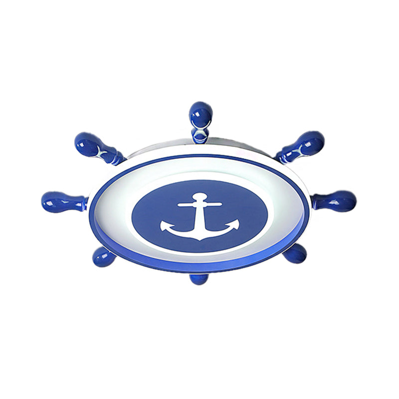 Modern Flushmount Led Ceiling Light For Childrens Rooms - Blue Acrylic With Warm/White