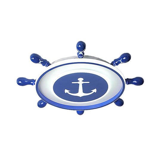 Modern Flushmount Led Ceiling Light For Childrens Rooms - Blue Acrylic With Warm/White