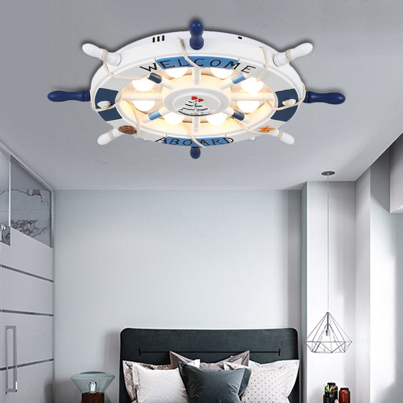 Cartoon Led Ceiling Light: Stylish Pink/White Rudder Design For Bedroom White