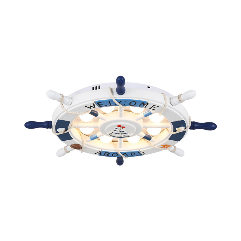 Cartoon Led Ceiling Light: Stylish Pink/White Rudder Design For Bedroom