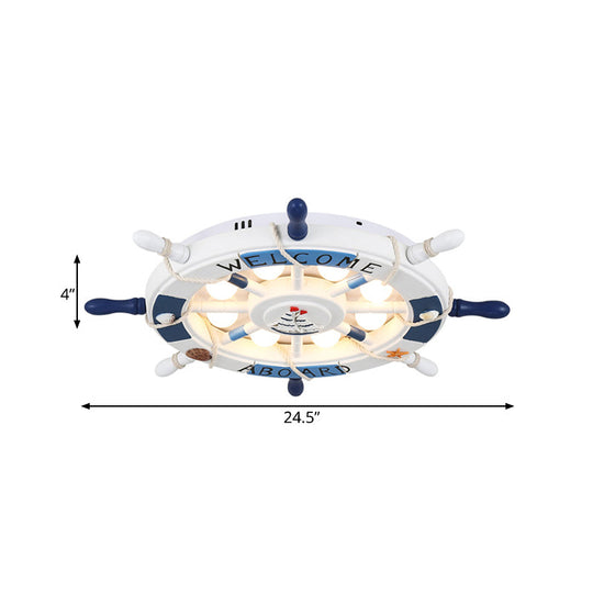 Cartoon Led Ceiling Light: Stylish Pink/White Rudder Design For Bedroom