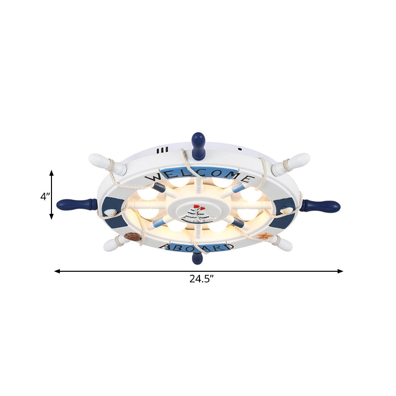 Cartoon Led Ceiling Light: Stylish Pink/White Rudder Design For Bedroom