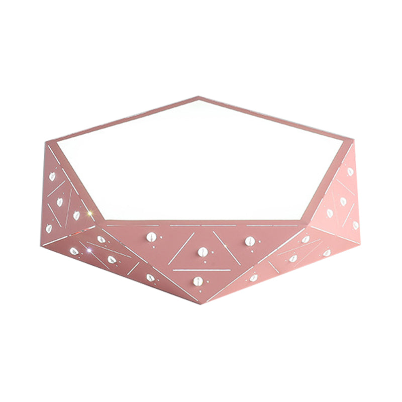 Geometric Acrylic Led Ceiling Light (16’/19.5’ Wide) - Macaron Collection Pink/Blue/Yellow Options