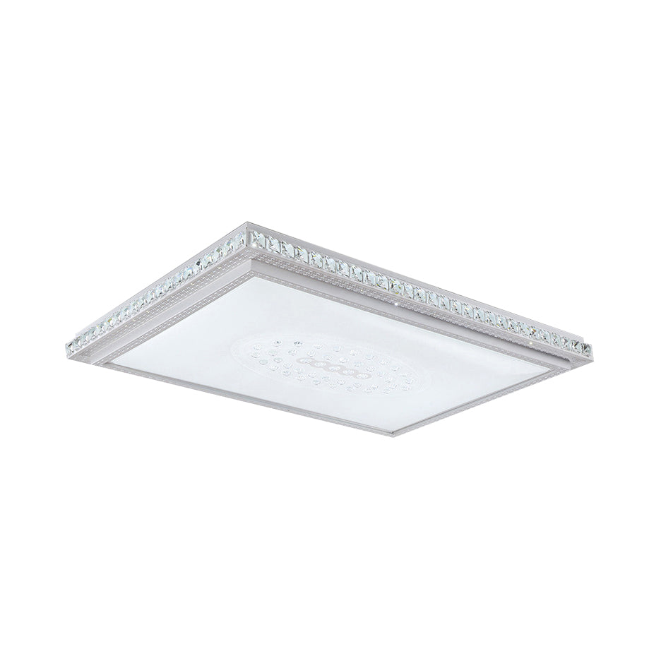 23.5-42.5’ Wide Led Ceiling Flush Mount Bedroom Lamp - White Light With Acrylic Shade & Crystal
