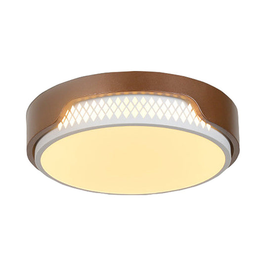 16.5’/20.5’ Dia Brown Round Flush Ceiling Light With Simplicity Acrylic Led Warm/White Fixture