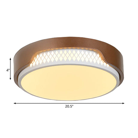 16.5/20.5 Dia Brown Round Flush Ceiling Light With Simplicity Acrylic Led Warm/White Fixture
