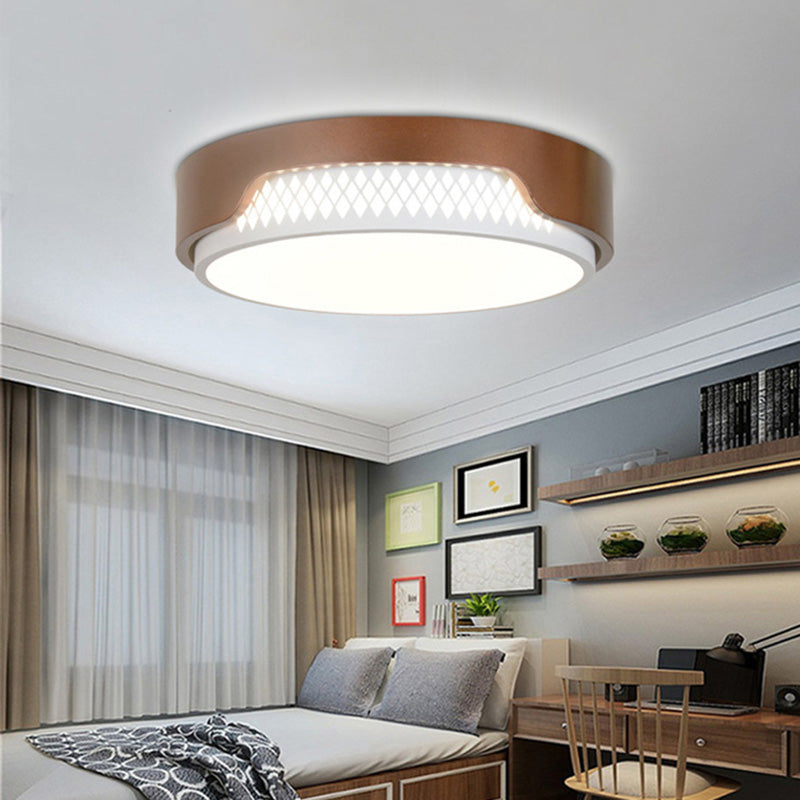 16.5’/20.5’ Dia Brown Round Flush Ceiling Light With Simplicity Acrylic Led Warm/White Fixture