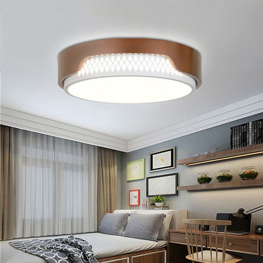 16.5’/20.5’ Dia Brown Round Flush Ceiling Light With Simplicity Acrylic Led Warm/White Fixture