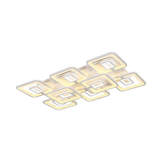 Contemporary Led Flush Mount Light White Multi-Layer Ceiling Lamp With Acrylic Shade In