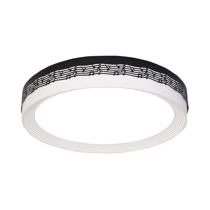 Contemporary Led Ceiling Lamp In Black Round 18’/22’/30’ Dia Flush Mount With Warm/White