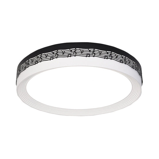 Contemporary Led Ceiling Lamp In Black Round 18’/22’/30’ Dia Flush Mount With Warm/White