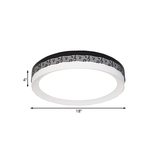 Contemporary Led Ceiling Lamp In Black Round 18/22/30 Dia Flush Mount With Warm/White Lighting And