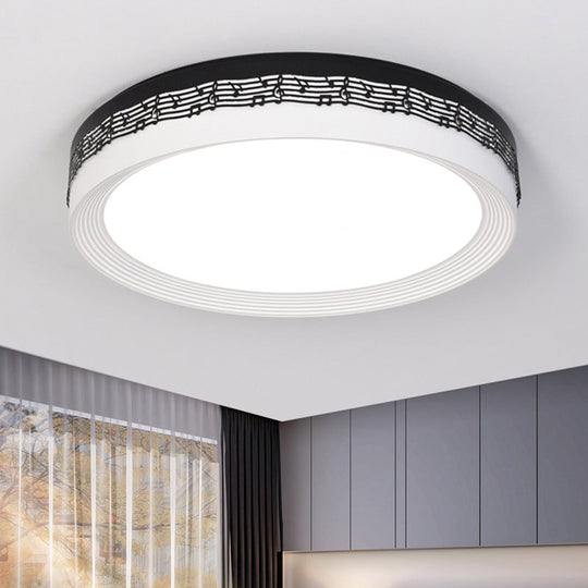 Contemporary Led Ceiling Lamp In Black Round 18’/22’/30’ Dia Flush Mount With Warm/White