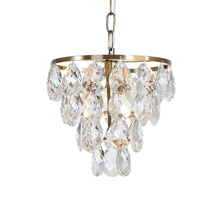 Modern Teardrop Crystal Brass Pendant Light - Round Ceiling For Living Room