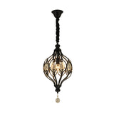 Contemporary Metal Pendant Light With Crystal Accent - Black/Brass Finish