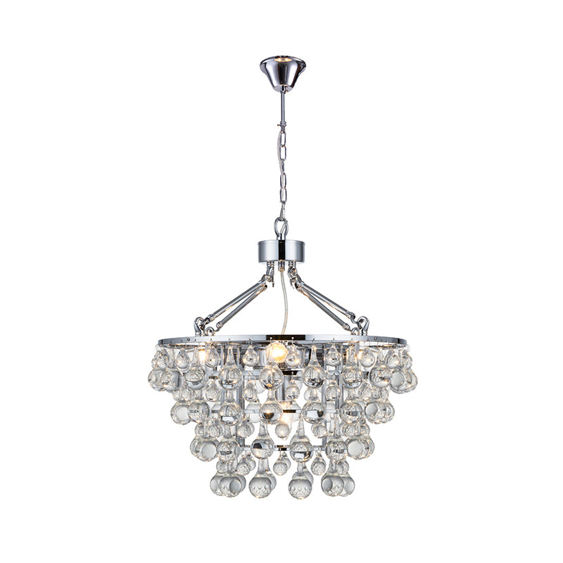 Contemporary Metal Chandelier - 5-Light Ceiling Fixture With Glass Ball For Modern Living Rooms