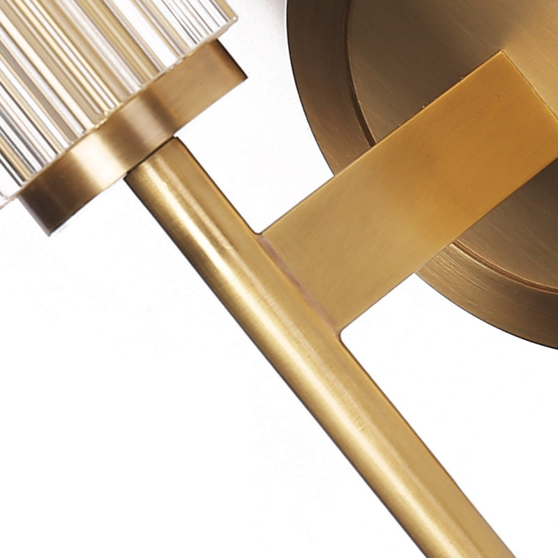 Brass Wall Mount Cylinder Crystal Light - Contemporary Fixture