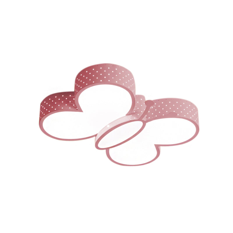 Cartoon Stylish Butterfly Flush Ceiling Light Led Mount Lamp For Bedroom - Metallic Blue/Pink