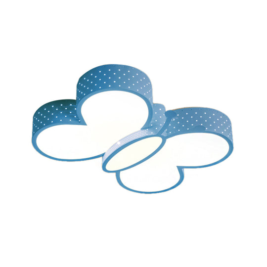 Cartoon Stylish Butterfly Flush Ceiling Light Led Mount Lamp For Bedroom - Metallic Blue/Pink
