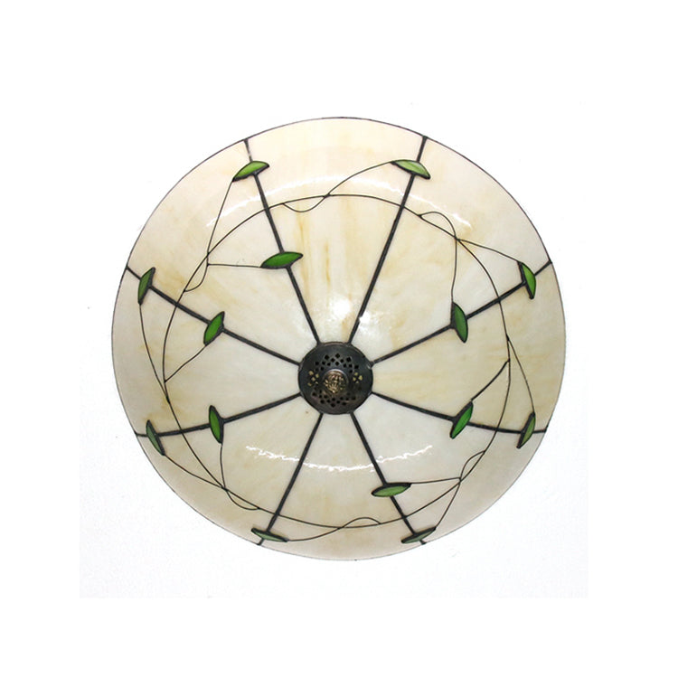 Stained Glass Bowl Flushmount Light With Rustic Charm For Indoor Living Room