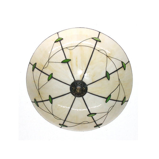 Stained Glass Bowl Flushmount Light With Rustic Charm For Indoor Living Room