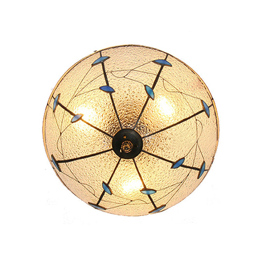 Stained Glass Bowl Flushmount Light With Rustic Charm For Indoor Living Room Clear