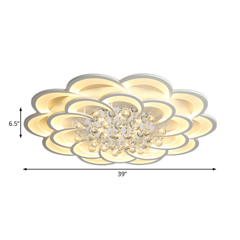 Modern Acrylic Flower Led Ceiling Light - Warm/White 20.5’/27’/31.5’ Wide For Living Room