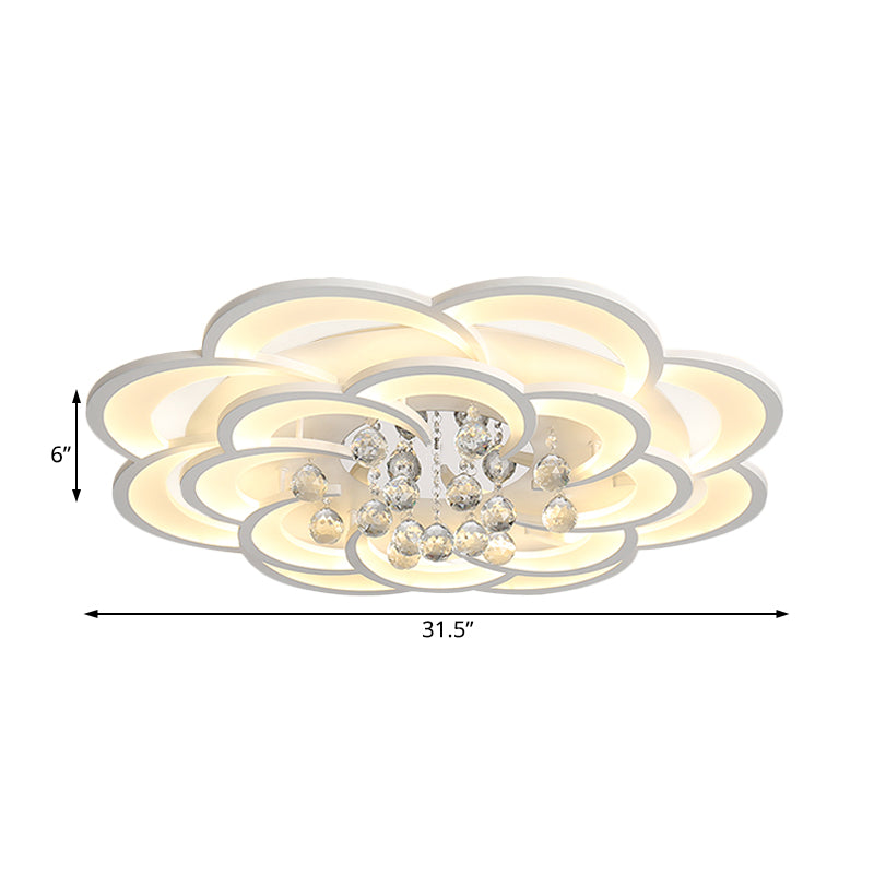 Modern Acrylic Flower Led Ceiling Light - Warm/White 20.5’/27’/31.5’ Wide For Living Room